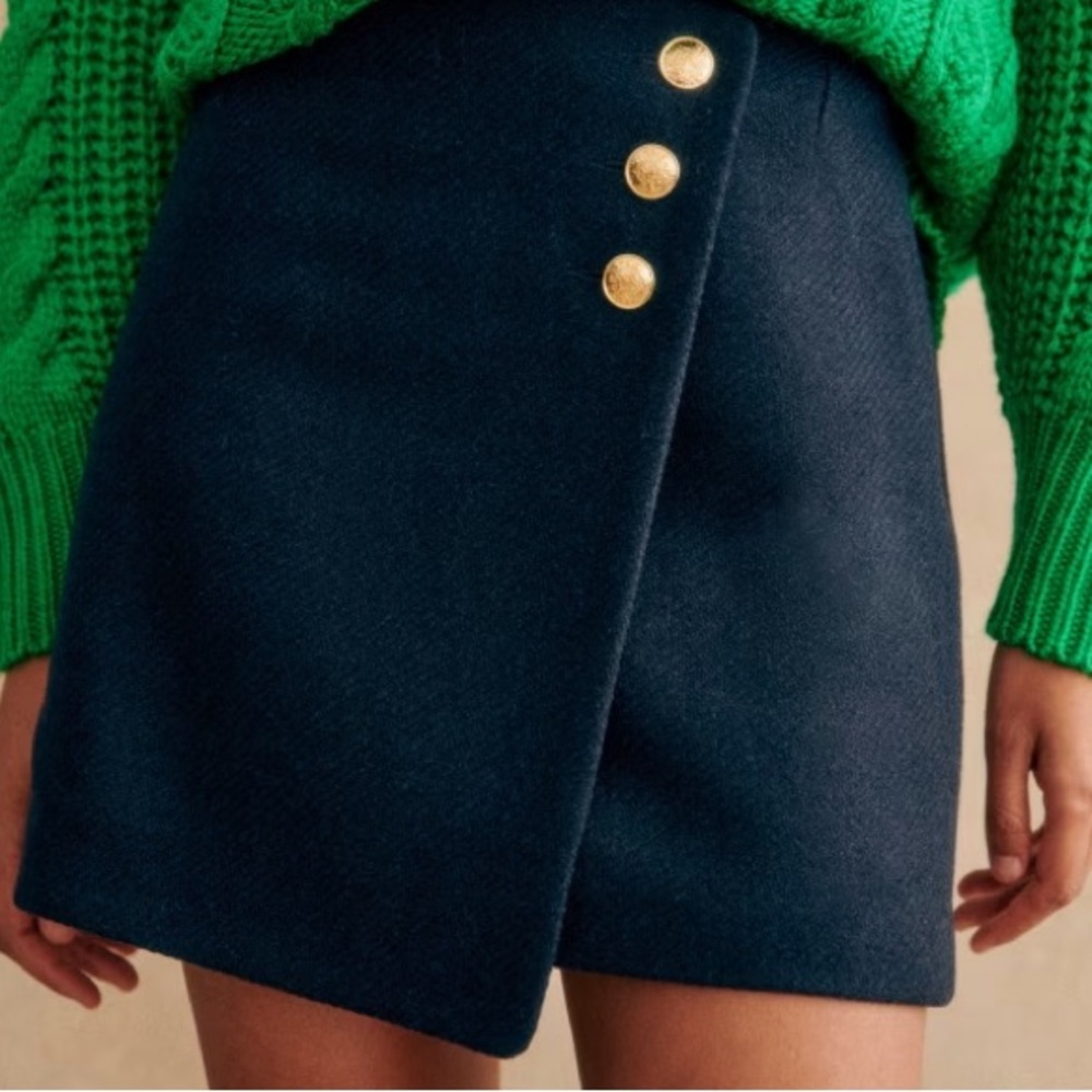 Sezane Peter Skirt in Navy Blue NWT Size 14